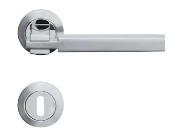 ELLE - Chromed brass door handle on rose with lock by LINEA CALI' - view 2